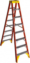 Werner - 7 Steps, 8' High, Type IA Rating, Fiberglass Step Ladder - 300 Lb Capacity, 26-7/8" Base Width - Caliber Tooling