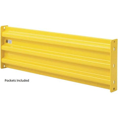 Steel King - 7' Long x 14" High, Yellow Steel Straight Heavy Duty Guard Rail - 3 Rails Accommodated, 2-1/2" Deep, 54 Lb - Caliber Tooling