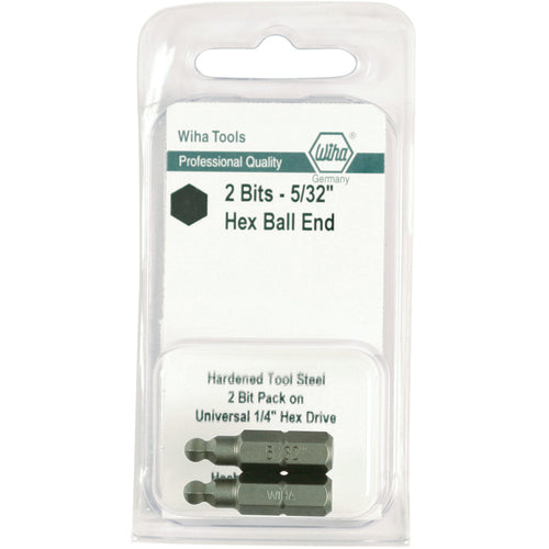 Ball End Hex Inch Insert Bit 3/16″ × 25mm (2 Bit Pack) - Caliber Tooling