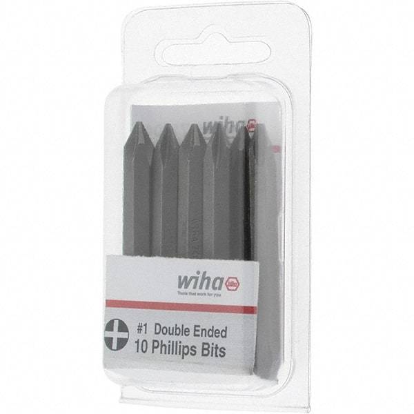 Wiha - #1, Reversible Phillips Screwdriver Pack Bit - 1/4" Drive, 2-3/8" OAL - Caliber Tooling