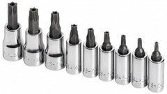 SK - 9 Piece 1/4 & 3/8" Drive Torx Bit Socket Set - T10 to T50 Torx - Caliber Tooling