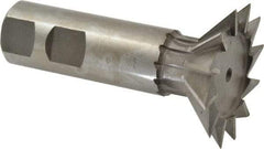 Made in USA - 1-7/8" Diam x 1/2" Width of Cut, 45° Included Angle, Cobalt Dovetail Cutter - 7/8" Shank Diam, 2-3/4" Shank Length, 3-1/4" Overall Length, Weldon Flat, Uncoated - Caliber Tooling