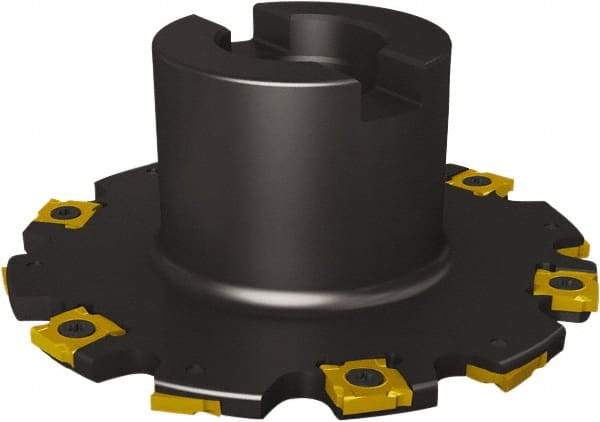 Seco - Shell Mount Connection, 0.1575" Cutting Width, 0.5472" Depth of Cut, 63mm Cutter Diam, 0.8661" Hole Diam, 3 Tooth Indexable Slotting Cutter - R335.19 Toolholder, SNHQ 1102 Insert, Right Hand Cutting Direction - Caliber Tooling