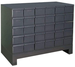 Durham - 30 Bin Drawer Cabinet System - 17-1/4 Inch Overall Depth x 26-7/8 Inch Overall Height, Gray Steel Bins - Caliber Tooling