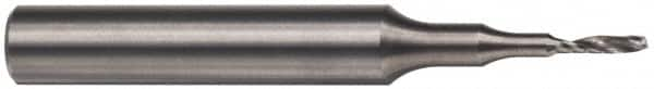 Accupro - 1/4" Cutting Diam x 1-1/4" Length of Cut, 1 Flute, Upcut Spiral Router Bit - Uncoated, Right Hand Cut, Solid Carbide, 3" OAL x 1/4" Shank Diam, Single Edge, 21° Helix Angle - Caliber Tooling