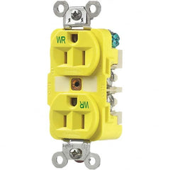 Hubbell Wiring Device-Kellems - 125V 15A NEMA 5-15R Industrial Grade Yellow Straight Blade Duplex Receptacle - Caliber Tooling