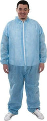 PRO-SAFE - Size XL Polypropylene General Purpose Coveralls - Blue, Zipper Closure, Elastic Cuffs, Elastic Ankles, Serged Seams, ISO Class 7 - Caliber Tooling