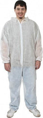 PRO-SAFE - Size XL Polypropylene General Purpose Coveralls - White, Zipper Closure, Elastic Cuffs, Elastic Ankles, Serged Seams, ISO Class 7 - Caliber Tooling