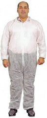 PRO-SAFE - Size M Polypropylene General Purpose Coveralls - White, Zipper Closure, Elastic Cuffs, Elastic Ankles, Serged Seams, ISO Class 7 - Caliber Tooling