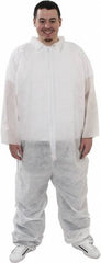 PRO-SAFE - Size XL Polypropylene General Purpose Coveralls - White, Zipper Closure, Elastic Cuffs, Elastic Ankles, Serged Seams, ISO Class 7 - Caliber Tooling