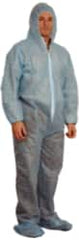 PRO-SAFE - Size M Polypropylene General Purpose Coveralls - Blue, Zipper Closure, Elastic Cuffs, Open Ankles, Serged Seams, ISO Class 7 - Caliber Tooling