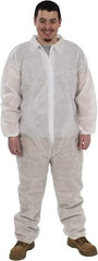 PRO-SAFE - Size M Polypropylene General Purpose Coveralls - White, Zipper Closure, Elastic Cuffs, Elastic Ankles, Serged Seams, ISO Class 7 - Caliber Tooling