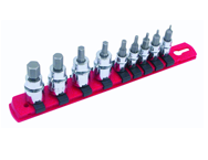 9 Piece - Hex Metric Socket Set  1/4" Square Drive 1.5-4.0 3/8" Square Drive 5.0-10.0mm On Rail - 1/4" Replaceable Hex Bits. - Caliber Tooling