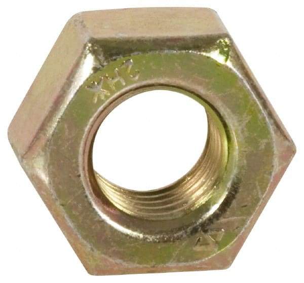 Value Collection - 1-8 UNC Steel Right Hand Heavy Hex Nut - 1-5/8" Across Flats, 63/64" High, Zinc Yellow Dichromate Finish - Caliber Tooling