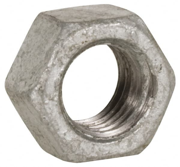 Value Collection - 1-1/8 - 7 UNC Steel Right Hand Heavy Hex Nut - 1-13/16" Across Flats, 1-7/64" High, Hot Dipped Galvanized Finish - Caliber Tooling