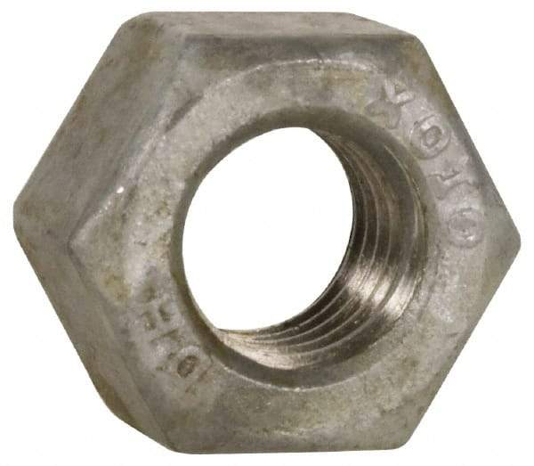 Value Collection - 1/2-13 UNC Steel Right Hand Heavy Hex Nut - 7/8" Across Flats, 31/64" High, Hot Dipped Galvanized Finish - Caliber Tooling