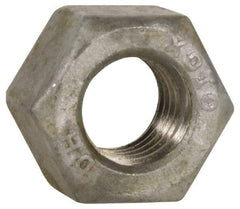 Value Collection - 1-8 UNC Steel Right Hand Heavy Hex Nut - 1-5/8" Across Flats, 63/64" High, Hot Dipped Galvanized Finish - Caliber Tooling