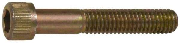 Made in USA - 5/16-18 UNC Hex Socket Drive, Socket Cap Screw - Grade 4037 Alloy Steel, Yellow Cadmium-Plated Finish, Fully Threaded, 1-1/4" Length Under Head - Caliber Tooling