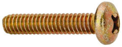 Made in USA - 1/4-20 UNC, 1-1/4" Length Under Head Phillips Drive Machine Screw - Pan Head, Grade 3 Steel, Yellow Cadmium-Plated Finish, Without Washer - Caliber Tooling