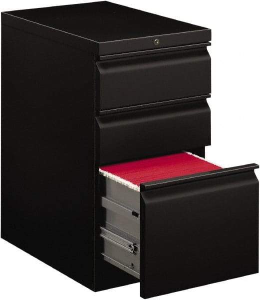 Hon - 15" Wide x 28" High x 22-7/8" Deep, 3 Drawer Pedestal - Steel, Black - Caliber Tooling