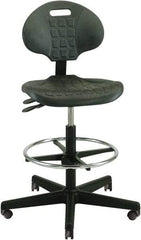 Bevco - 22 to 32" High Adjustable Height Swivel Stool - 27" Wide x 27" Deep, Polyurethane Seat, Black - Caliber Tooling