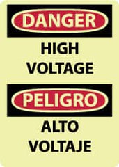 NMC - "Danger - High Voltage", 14" Long x 10" Wide, Rigid Plastic Safety Sign - Rectangle, 0.05" Thick, Use for Accident Prevention - Caliber Tooling