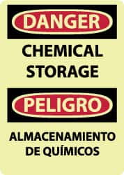 NMC - "Danger - Chemical Storage", 14" Long x 10" Wide, Rigid Plastic Safety Sign - Rectangle, 0.05" Thick, Use for Hazardous Materials - Caliber Tooling