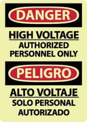 NMC - "Danger - High Voltage - Authorized Personnel Only", 14" Long x 10" Wide, Rigid Plastic Safety Sign - Rectangle, 0.05" Thick, Use for Accident Prevention - Caliber Tooling