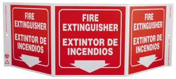 NMC - Fire Extinguisher, Rigid Plastic Fire Sign - 20" Wide x 7-1/2" High, English/Spanish - Caliber Tooling