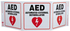 NMC - "AED - Automatic External Defibrillator", 7-1/2" Long x 20" Wide, Rigid Plastic Safety Sign - Rectangle, 0.01" Thick, Use for First Aid - Caliber Tooling