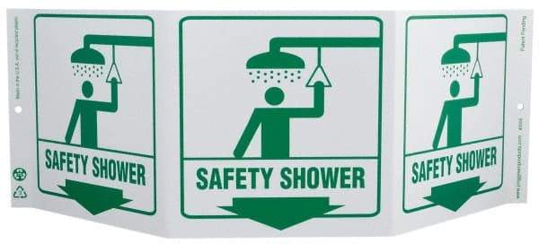 NMC - "Safety Shower", 7-1/2" Long x 20" Wide, Rigid Plastic Safety Sign - Rectangle, 0.01" Thick, Use for First Aid - Caliber Tooling