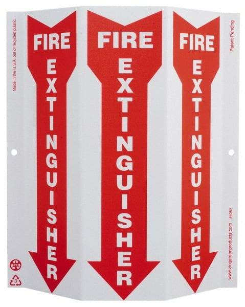 NMC - Fire Extinguisher, Rigid Plastic Fire Sign - 9" Wide x 12" High - Caliber Tooling