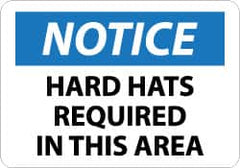 NMC - "Notice - Hard Hats Required in This Area", 10" Long x 14" Wide, Aluminum Safety Sign - Rectangle, 0.04" Thick, Use for Accident Prevention - Caliber Tooling