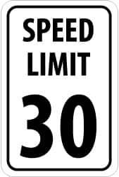 NMC - "Speed Limit 30", 18" Wide x 24" High, Aluminum Speed Limit Signs - 0.08" Thick, Black on White, High Intensity Reflectivity, Rectangle, Post Mount - Caliber Tooling