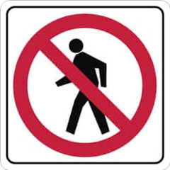 NMC - "Strike on Pedestrian Crossing", 24" Wide x 24" High, Aluminum Pedestrian Crossing Signs - 0.08" Thick, Red & Black on White, High Intensity Reflectivity, Square, Post Mount - Caliber Tooling