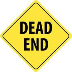 NMC - "Dead End", 24" Wide x 24" High, Aluminum Traffic Control Signs - 0.08" Thick, Black on Yellow, High Intensity Reflectivity, Diamond, Post Mount - Caliber Tooling