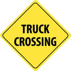 NMC - "Truck Crossing", 24" Wide x 24" High, Aluminum Traffic Control Signs - 0.08" Thick, Black on Yellow, High Intensity Reflectivity, Diamond, Post Mount - Caliber Tooling