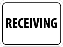 NMC - "Receiving", 24" Wide x 18" High, Aluminum Parking Lot Traffic Signs - 0.08" Thick, Black on White, High Intensity Reflectivity, Rectangle, Post Mount - Caliber Tooling