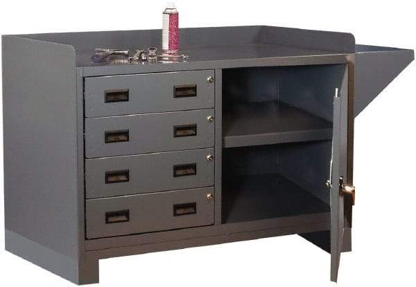 Durham - 4 Drawer, 1 Shelf Industrial Workstation - 2,000 Lb Capacity, Gray, 60" Wide x 38" High - Caliber Tooling