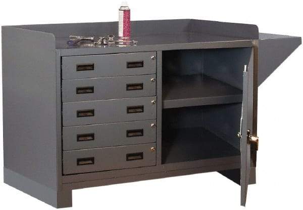 Durham - 5 Drawer, 1 Shelf Industrial Workstation - 2,000 Lb Capacity, Gray, 60" Wide x 38" High - Caliber Tooling