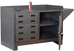 Durham - 5 Drawer, 1 Shelf Industrial Workstation - 2,000 Lb Capacity, Gray, 60" Wide x 38" High - Caliber Tooling