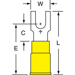 3M - #8 Stud, 12 to 10 AWG Compatible, Partially Insulated, Crimp Connection, Block Fork Terminal - Caliber Tooling