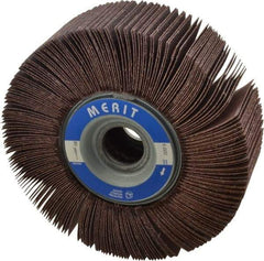 Merit Abrasives - 6" Diam, 80 Grit Aluminum Oxide Unmounted Flap Wheel - 1" Hole, 2" Wide, Coated, Medium Grade, 6,000 Max RPM , Cloth Backing - Caliber Tooling