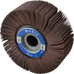 Merit Abrasives - 6" Diam, 180 Grit Aluminum Oxide Unmounted Flap Wheel - 1" Hole, 2" Wide, Coated, Very Fine Grade, 6,000 Max RPM , Cloth Backing - Caliber Tooling