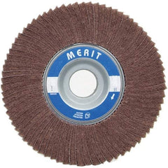 Merit Abrasives - 6" Diam, 240 Grit Ceramic Unmounted Flap Wheel - 1" Hole, 3" Wide, Coated, Very Fine Grade, 6,000 Max RPM , Cloth Backing - Caliber Tooling