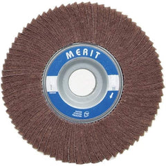 Merit Abrasives - 6" Diam, 60 Grit Ceramic Unmounted Flap Wheel - 1" Hole, 3" Wide, Coated, Medium Grade, 6,000 Max RPM , Cloth Backing - Caliber Tooling