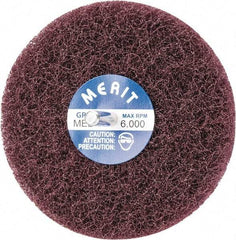 Merit Abrasives - 4" Diam, Medium Mounted Scrubber Buffing Wheel - 2 Ply, Medium Grade, 1/4" Shank Diam, 6,000 RPM - Caliber Tooling