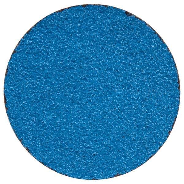 Merit Abrasives - 2" Disc Diam, 50 Grit, Zirconia Alumina Quick Change Disc - Type R Attaching System, Coated, Blue, Coarse Grade, 30,000 RPM - Caliber Tooling