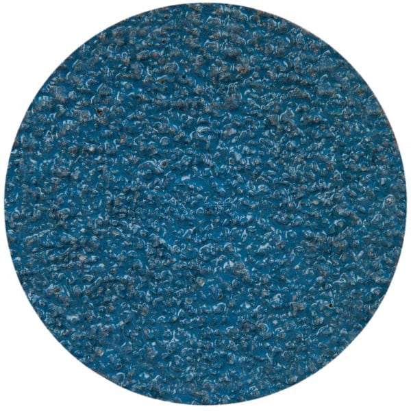 Merit Abrasives - 2" Disc Diam, 36 Grit, Zirconia Alumina Quick Change Disc - Type S Attaching System, Coated, Blue, Very Coarse Grade, 30,000 RPM - Caliber Tooling