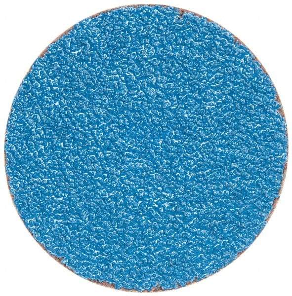 Merit Abrasives - 3" Disc Diam, 36 Grit, Zirconia Alumina Quick Change Disc - Type S Attaching System, Coated, Blue, Very Coarse Grade, 20,000 RPM - Caliber Tooling